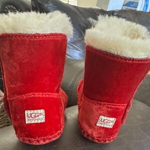 UGG Red Suede Shearling Boots with Cream Lining